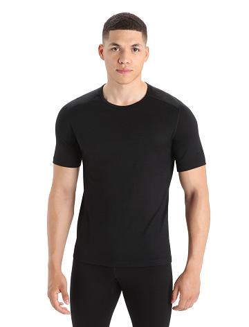 Base Layers Icebreaker Merino 200 Oasis Corta Sleeve Crewe Thermal Top Homme Noir | FR 1390RVDW